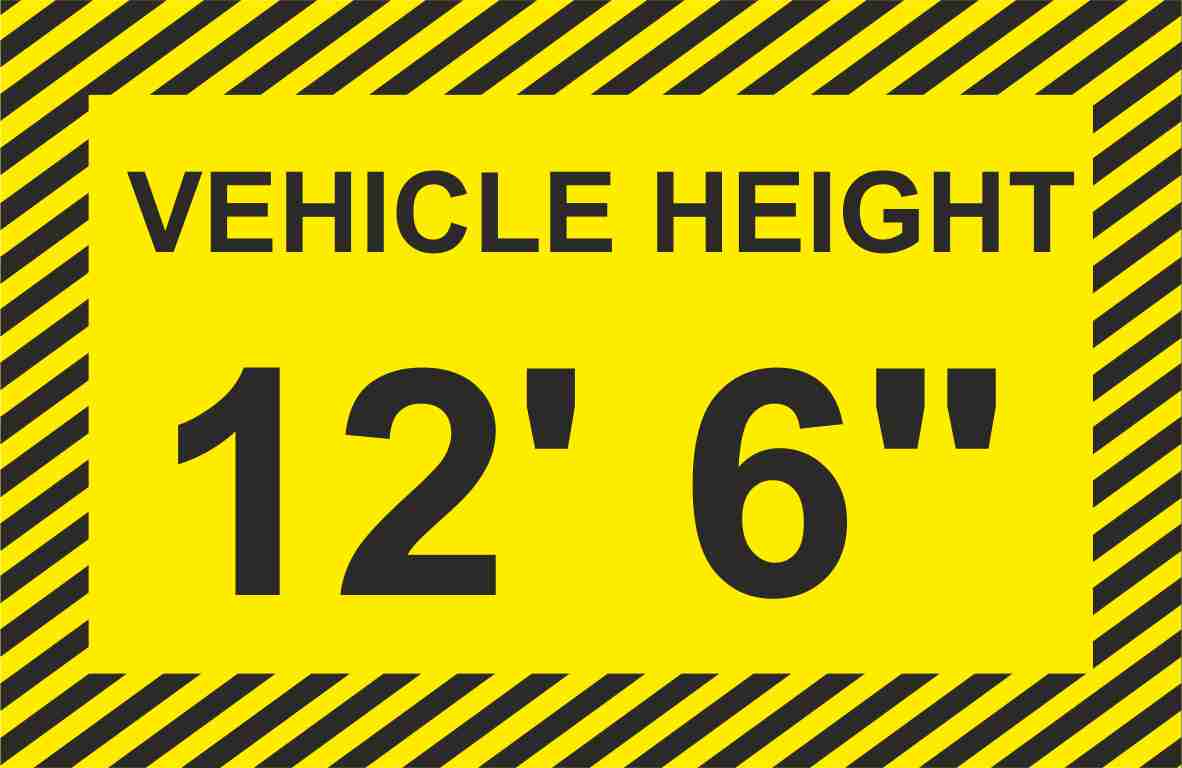 Commercial Vehicle Height Signs to place inside the cab of Commercial vehicles. White Vinyl or Transparent background & Laminated. Size 10 X 6.5 cm