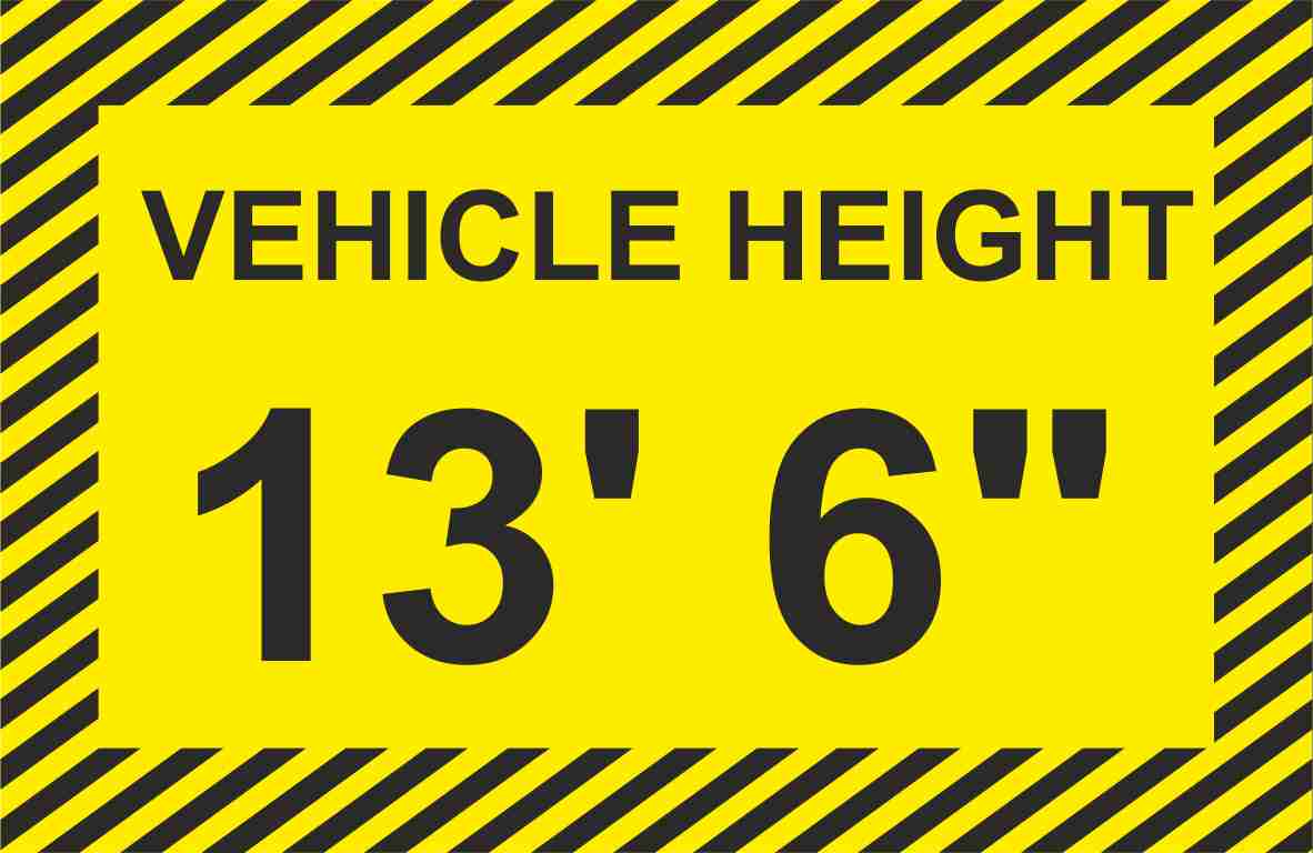 Commercial Vehicle Height Signs to place inside the cab of Commercial vehicles. White Vinyl or Transparent background & Laminated. Size 10 X 6.5 cm