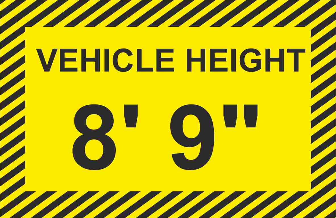 Commercial Vehicle Height Signs to place inside the cab of Commercial vehicles. White Vinyl or Transparent background & Laminated. Size 10 X 6.5 cm