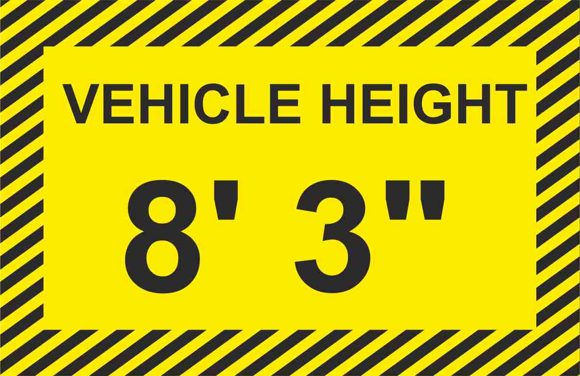 Commercial Vehicle Height Signs to place inside the cab of Commercial vehicles. White Vinyl or Transparent background & Laminated. Size 10 X 6.5 cm