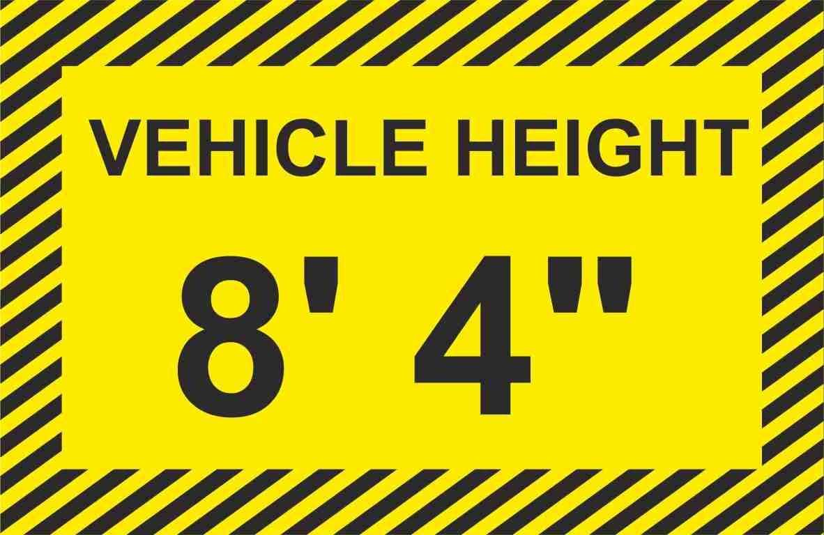 Commercial Vehicle Height Signs to place inside the cab of Commercial vehicles. White Vinyl or Transparent background & Laminated. Size 10 X 6.5 cm