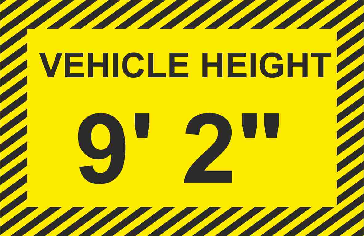 Commercial Vehicle Height Signs to place inside the cab of Commercial vehicles. White Vinyl or Transparent background & Laminated. Size 10 X 6.5 cm
