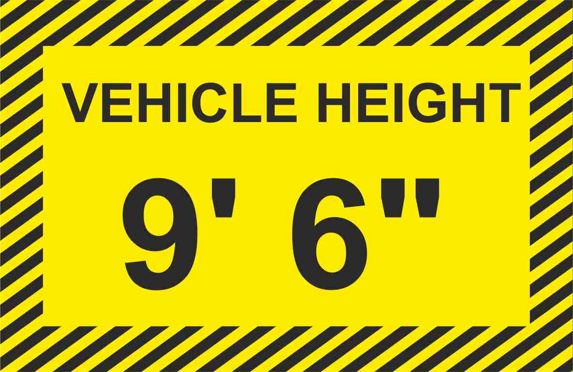 Commercial Vehicle Height Signs to place inside the cab of Commercial vehicles. White Vinyl or Transparent background & Laminated. Size 10 X 6.5 cm