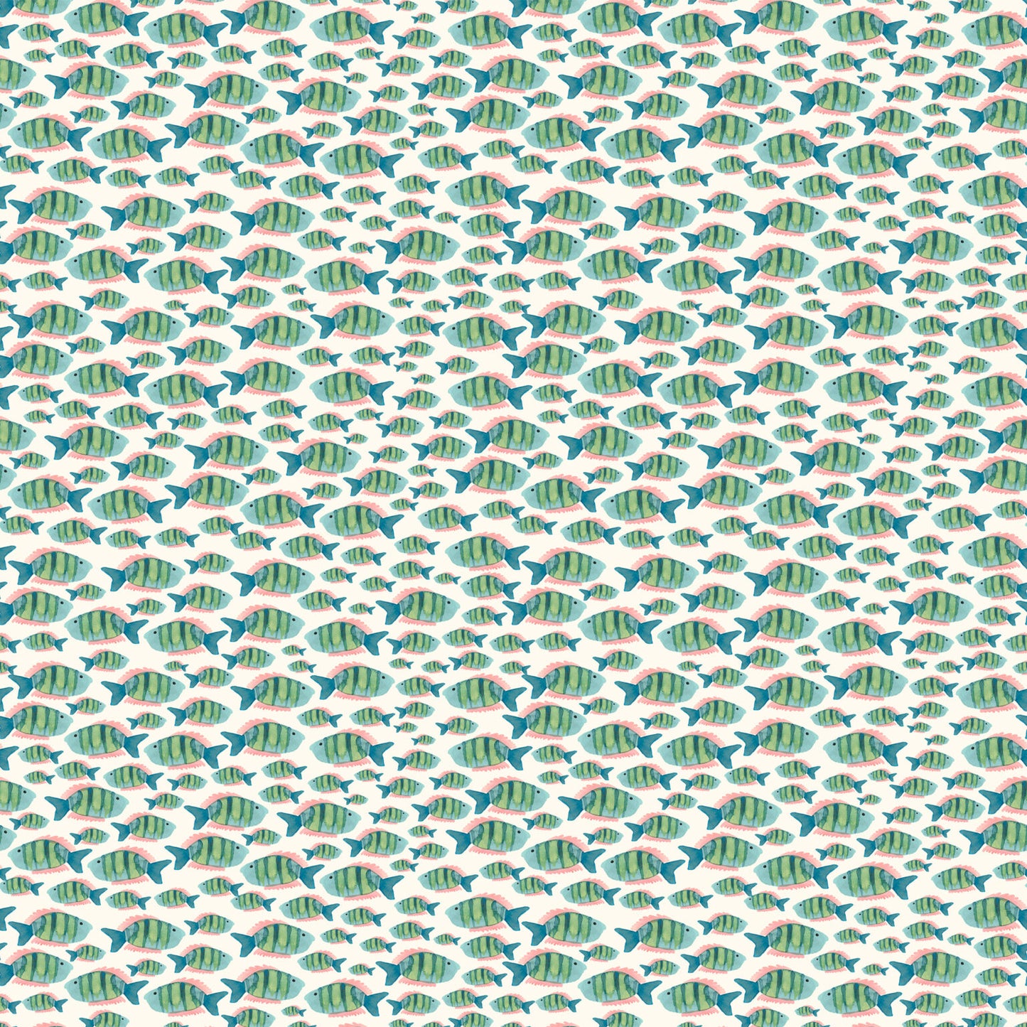 Shoal of Fishes - Reef - by Wee Blue Bell Fabric Collection - Lewis & Irene - by the length & Fat Quarter