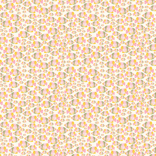 Shoal of Fishes - Coral - by Wee Blue Bell Fabric Collection - Lewis & Irene - by the length & Fat Quarter