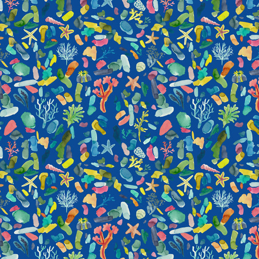 Rockpool - Deep Sea - by Wee Blue Bell Fabric Collection - Lewis & Irene - by the length & Fat Quarter