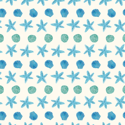 Starfish - Pacific - by Wee Blue Bell Fabric Collection - Lewis & Irene - by the length & Fat Quarter