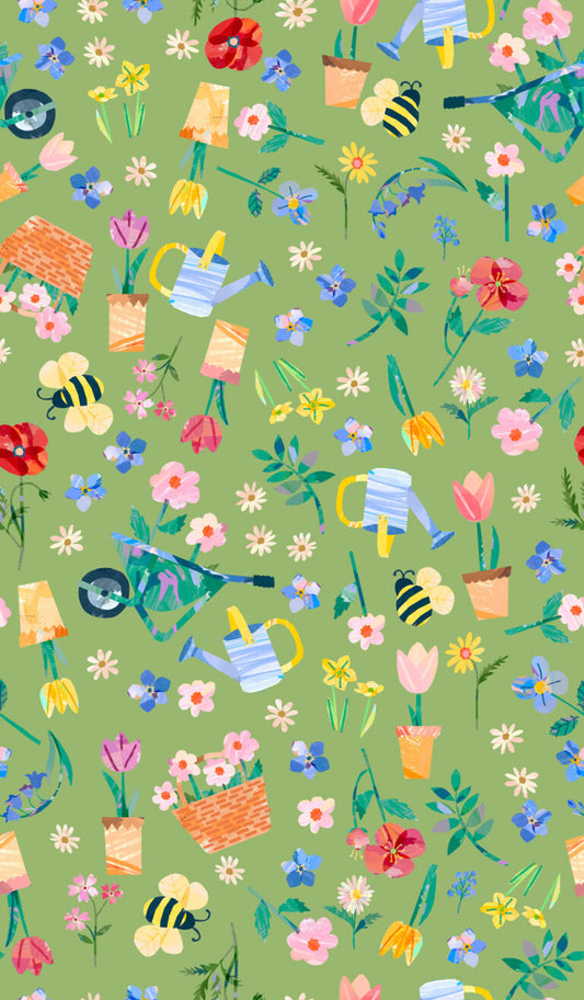 Flower Market by Wee Blue Bell - Flower Market - Garden by Lewis & Irene - by Length & Fat Quarter