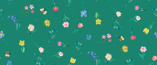 Flower Market by Wee Blue Bell - Posy - Leaf by Lewis & Irene - by Length & Fat Quarter