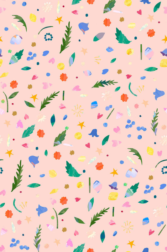 Flower Market by Wee Blue Bell - Petal Confetti - Blush by Lewis & Irene - by Length & Fat Quarter