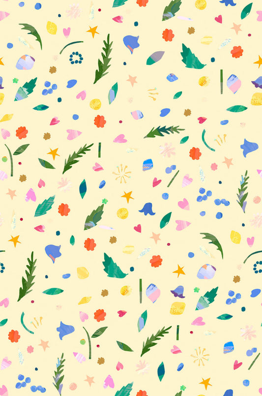 Flower Market by Wee Blue Bell - Petal Confetti - Buttercup by Lewis & Irene - by Length & Fat Quarter