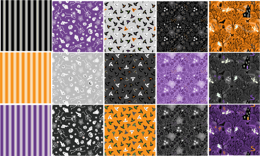 Fat Quarter Bundle - 15 pieces  - Witchy Woods Halloween Collection by Lewis & Irene