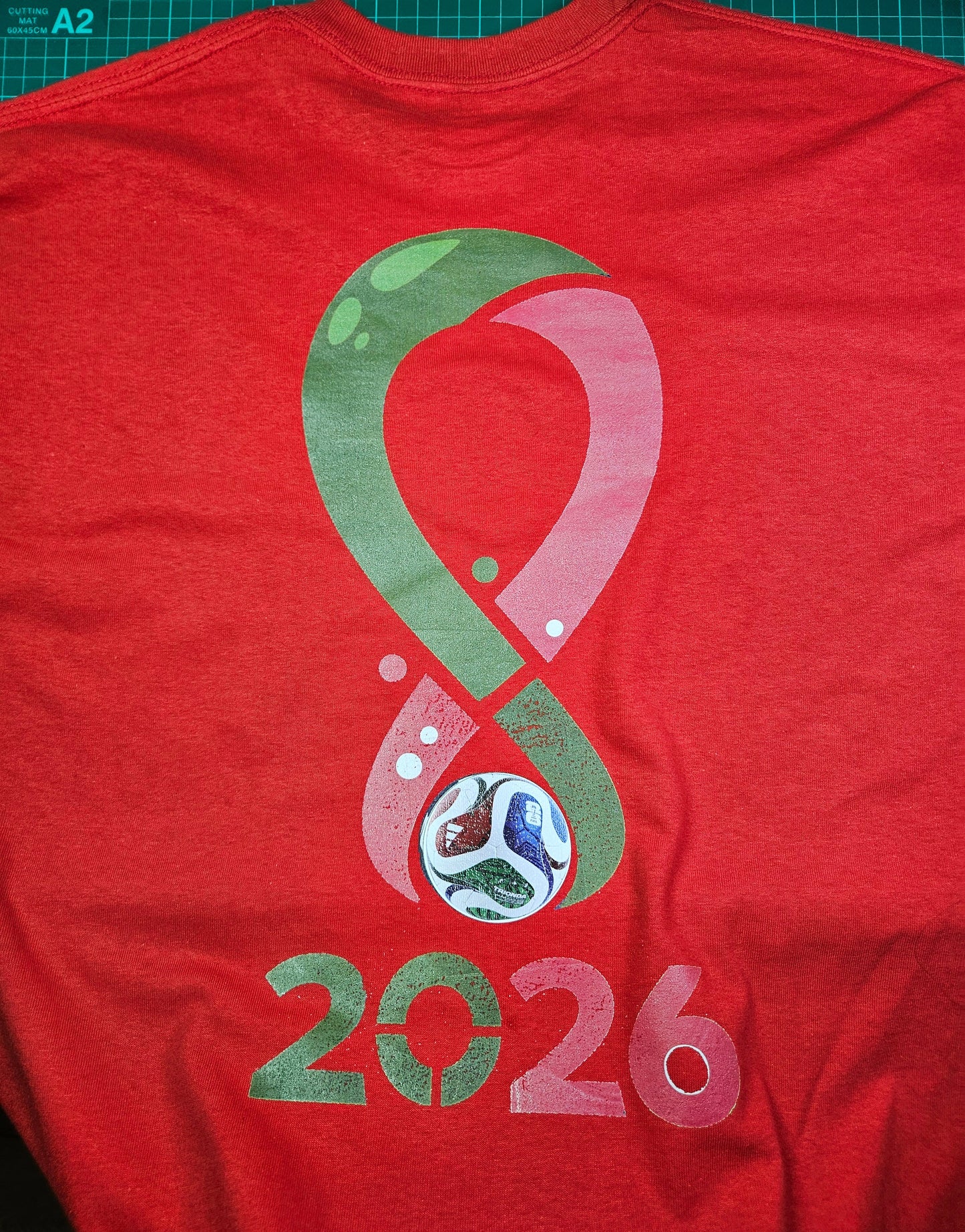 Portuguese World Cup Football on Red T-Shirt. High quality cotton Tees