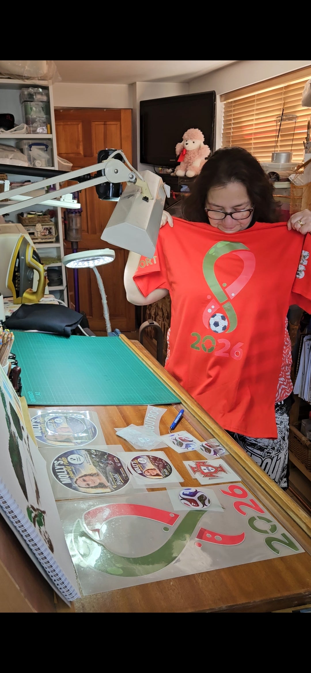 Portuguese World Cup Football on Red T-Shirt. High quality cotton Tees